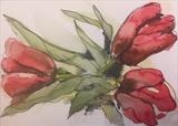 Three tulips by JLYoung, Painting, Watercolour on Paper