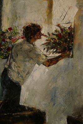 Doing the church flowers by JLYoung, Painting, Oil on canvas