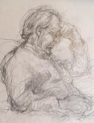 Reading by JLYoung, Drawing, Pencil on paper